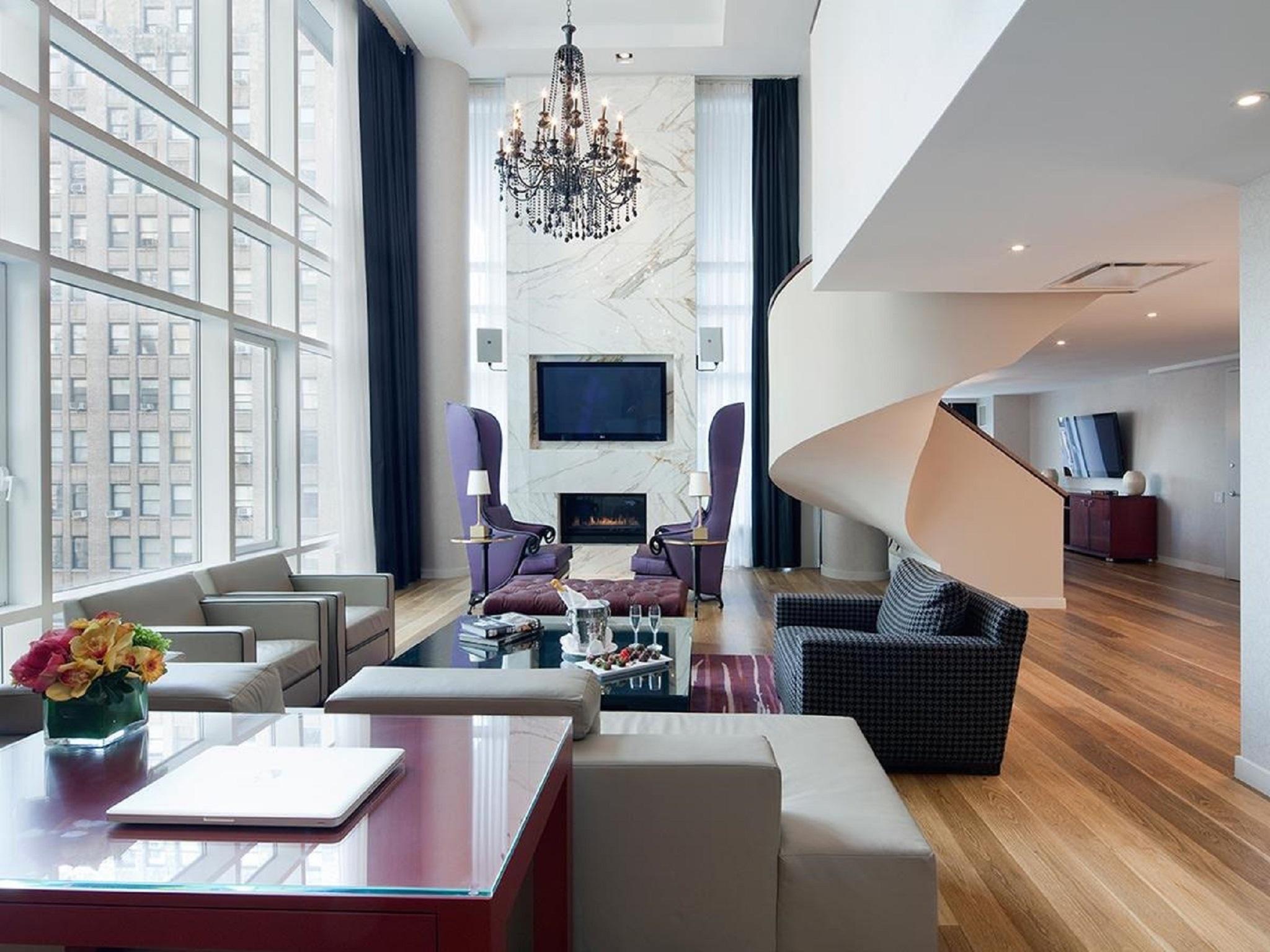 Royalton Park Avenue Hotel New York City Exterior photo A living room in a duplex at 100 East 53rd Street